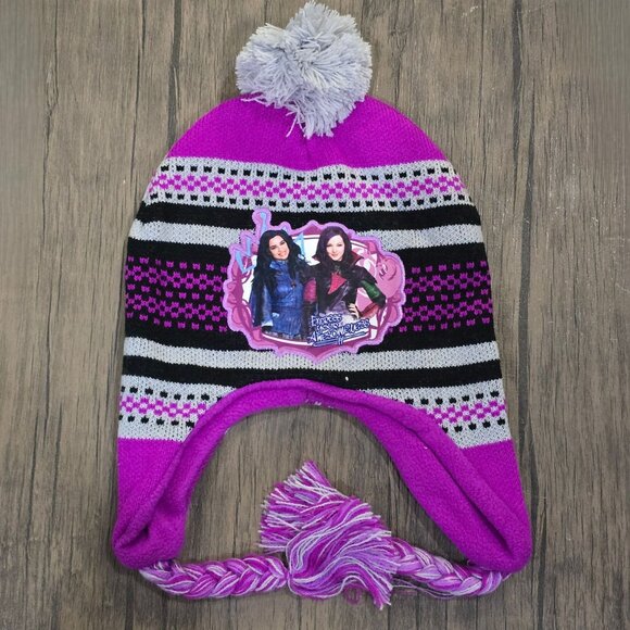 Disney Descendants ✦ Winter Hat & Gloves Set ✦ Pom-Pom Design Purple & Black - Picture 7 of 9